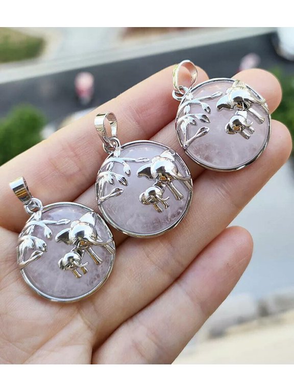 10pcs Rock Quartz Gems stone Elephant Pendants Prism Magic Reiki Healing Amulet