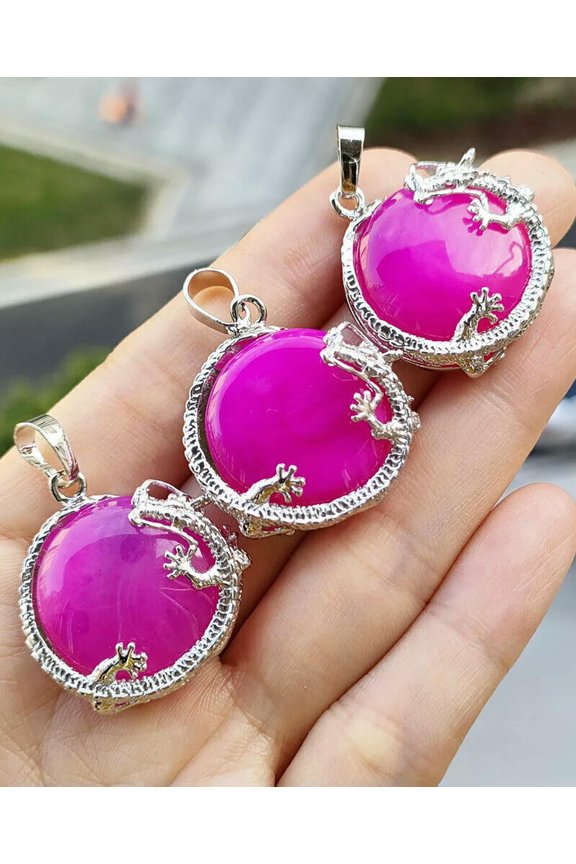 10pcs Rose Agate Gems stone Dragon Pendants Prism Magic Reiki Healing Amulet