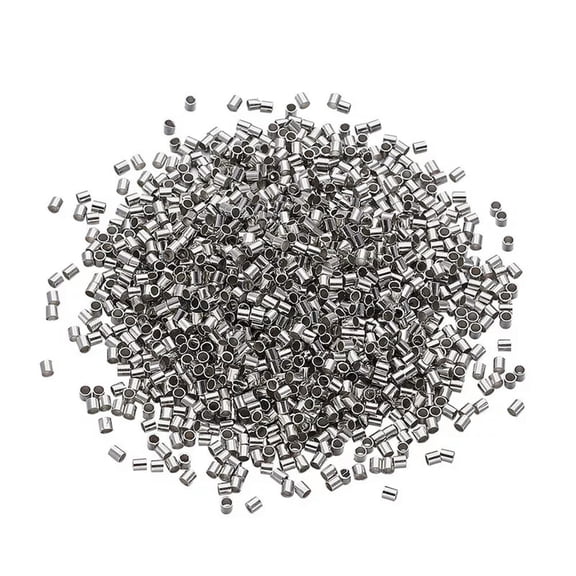 GRACEARA 1700pcs Nickel Free Platinum Color Brass Tube Crimp End Beads 1.5mm hole 1mm