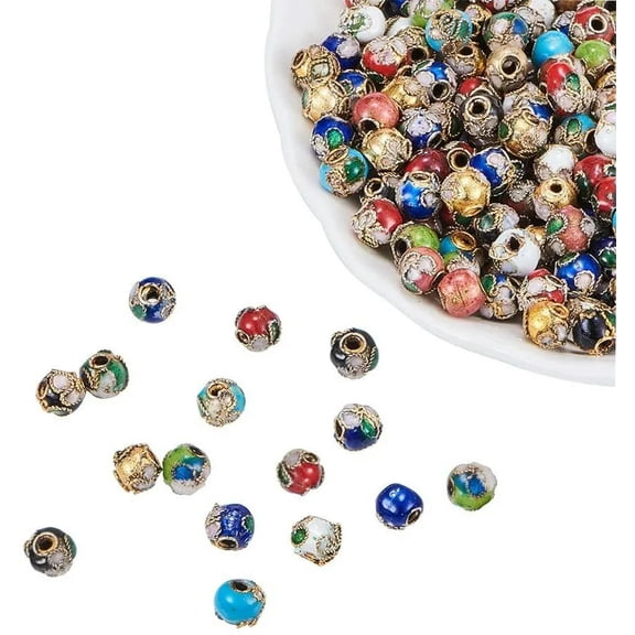 GRACEARA 20 pcs 8mm Handmade Vintage Round Loose Cloisonne Beads Mixed For Jewelry Making