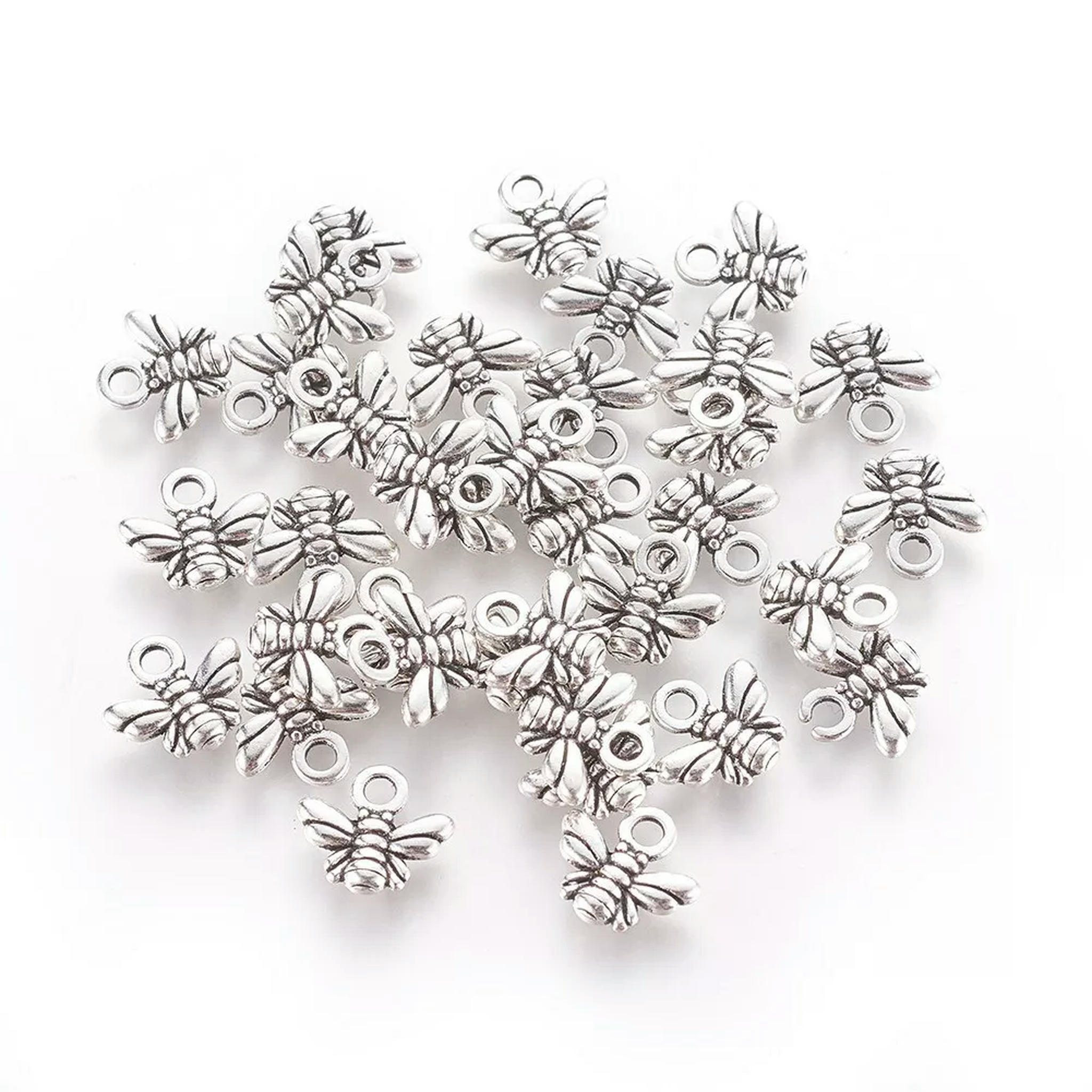 GRACEARA 200 pcs Lead Free Antique Silver Bee Tibetan Style Alloy Charms Craft 10x11x2mm