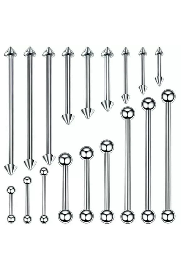 20pcs Straight Barbell Bar Industrial Scaffold Tongue Nipple Tragus Piercing