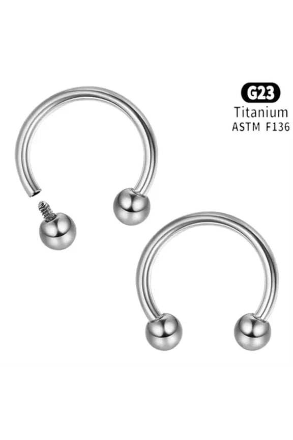 2PCS G23 Titanium Horseshoe Septum Ring Body Piercing Ear Nose Ring Barbell