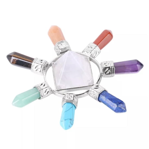 GRACEARA 3pcs White Crystal 7 Chakra Jewelry Power Stone Meditation Pyramid Hexagonal