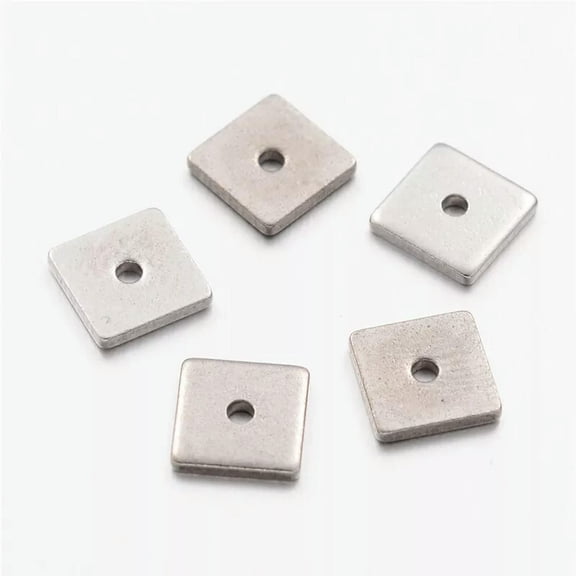 GRACEARA 500 pcs 304 Stainless Steel Square Bead Spacers Steel Color 8x8x1mm Hole 0.5mm