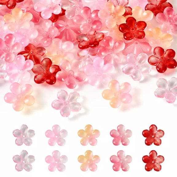 GRACEARA 50Pcs Flower Handmade Lampwork Beads For DIY Crafts Jewelry Making 20.5x20.5x6mm