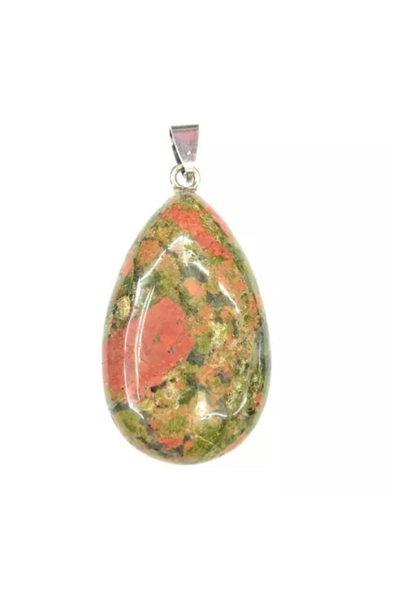 50pcs 16x24mm Natural Stone Pendants Water Drop Shape Crystal Necklace Pendant -Unakite