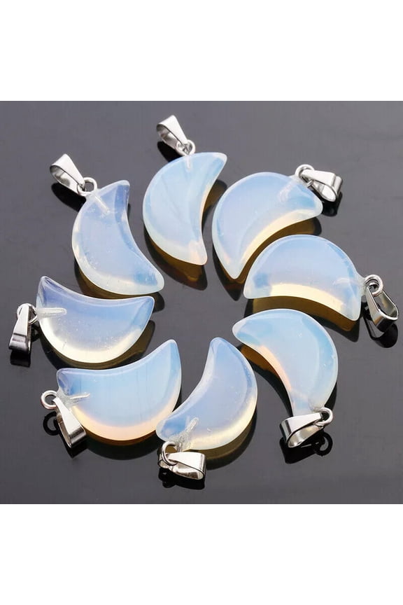 50pcs Opalite stone crystal moon necklace pendant charm for jewelry making