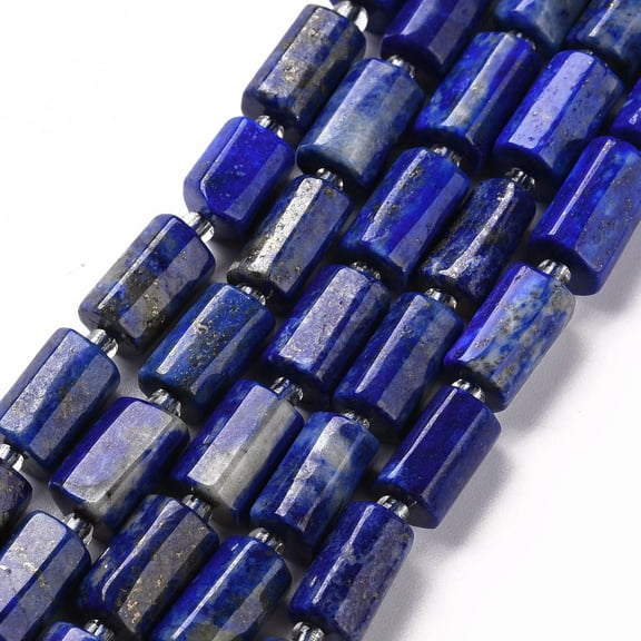GRACEARA 5Strands Faceted Column Natural Lapis Lazuli Beads Strands Crafts 8~11x6~8x5~7mm