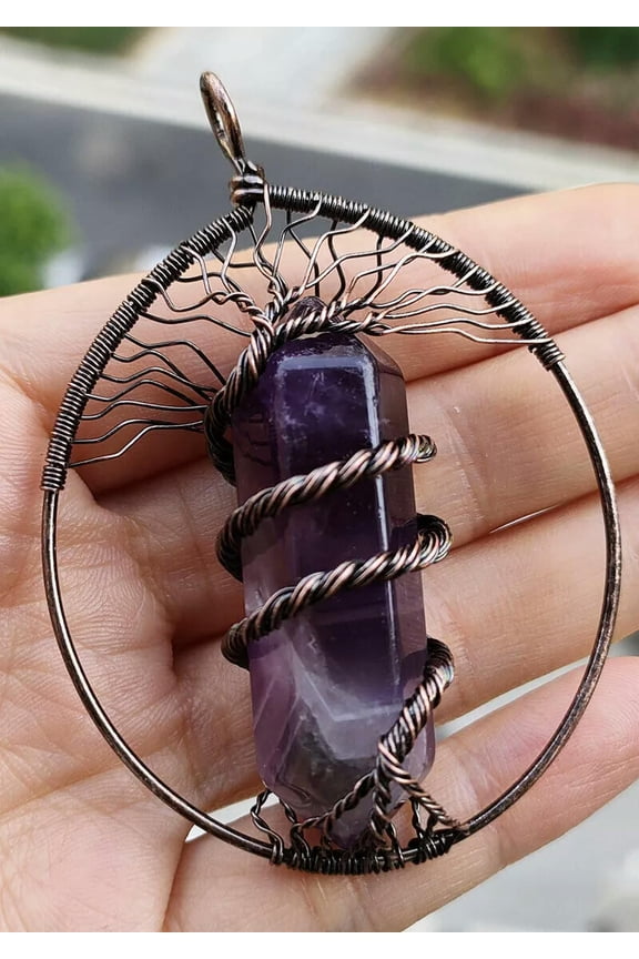 5pcs Amethyst Gems stone TreeShape Life Pendant Energy Chakra Reiki Healing Amulet