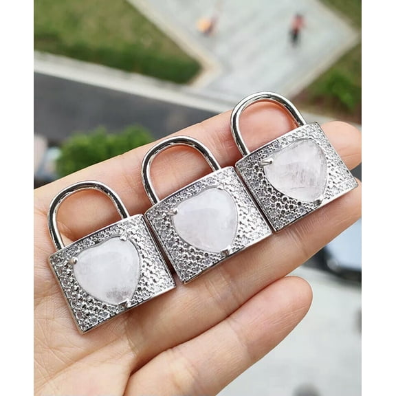 GRACEARA 5pcs Rock Quartz Gems stone Lock Pendants set Prism Magic Reiki Healing Amulet