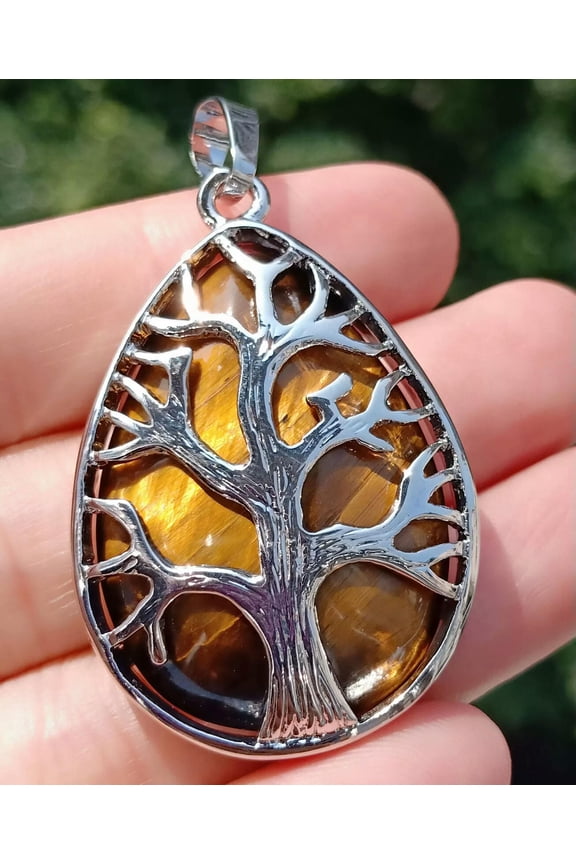 5pcs Tiger eye Gems Stone TreeShape Life Pendant Energy Amulet Wholesale