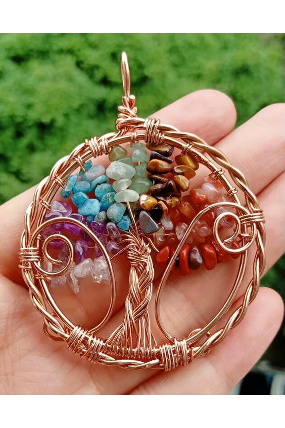 5pcs Yoga 7 stone TreeShape Life Pendants Energy Chakra Reiki Healing Amulet