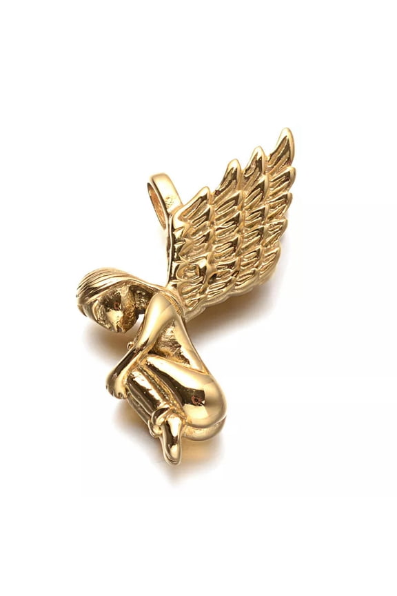 6x Golden Stainless Steel Angel Archangel Pendants Jewelry Making 45x11x22.5mm