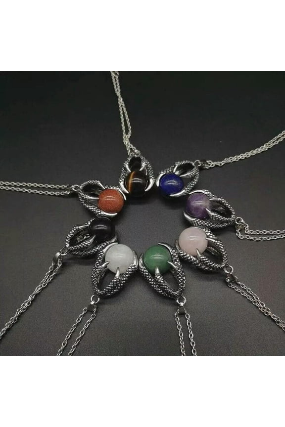 8pcs Dragon Claw Mixed Stone Crystal Kirsite Pendant Necklace Chain Wholesale