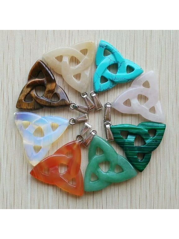 8pcs/lot Natural Stone Hollow Triangle Charms Pendants Beads for Jewelry Making