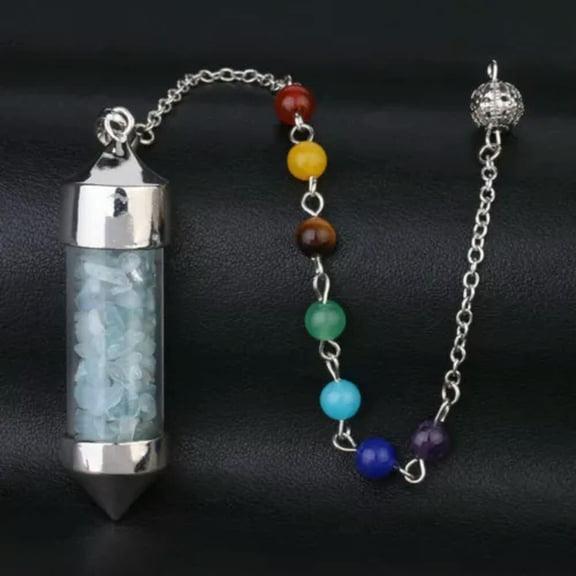 GRACEARA Magic Stone 7 Chakra Bottle Point Pendulum Prism Wand Energy Reiki Healing-Aquamarine