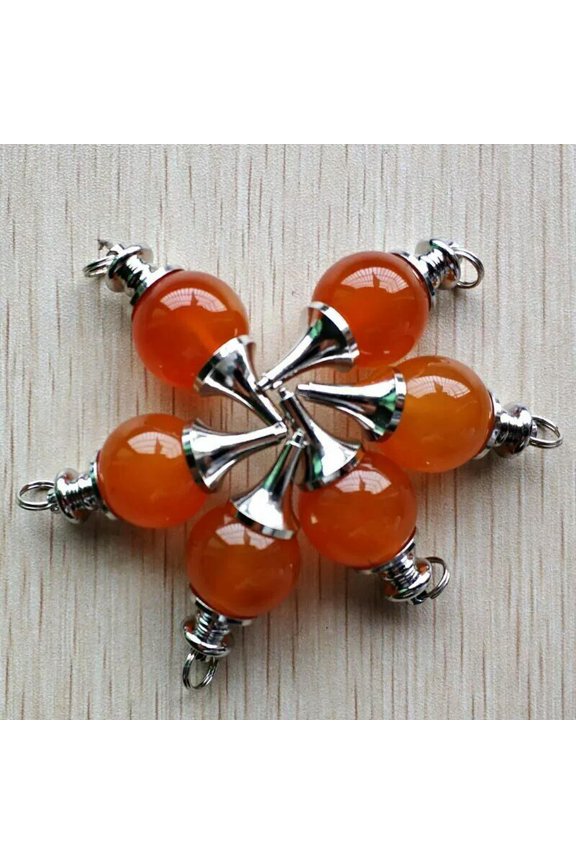 Natural 12pcs Red Agate Stone Pendulum Circular Cone Pendant Bead Jewelry Making