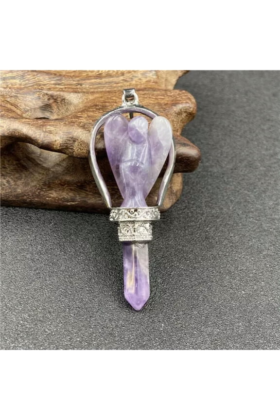 Natural Crystal Angel Pendulum Healing Dowsing Reiki Chakra Gemstone-1pcs Amethyst