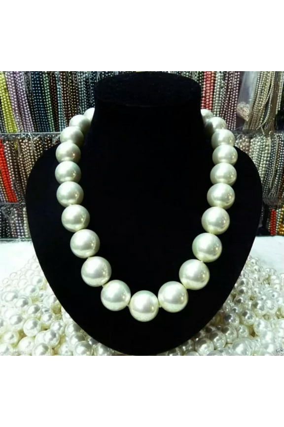 Rare Huge 8MM 10MM 12MM 14MM 20mm South Sea White Shell Pearl Necklace AAA 18"-20mm-25