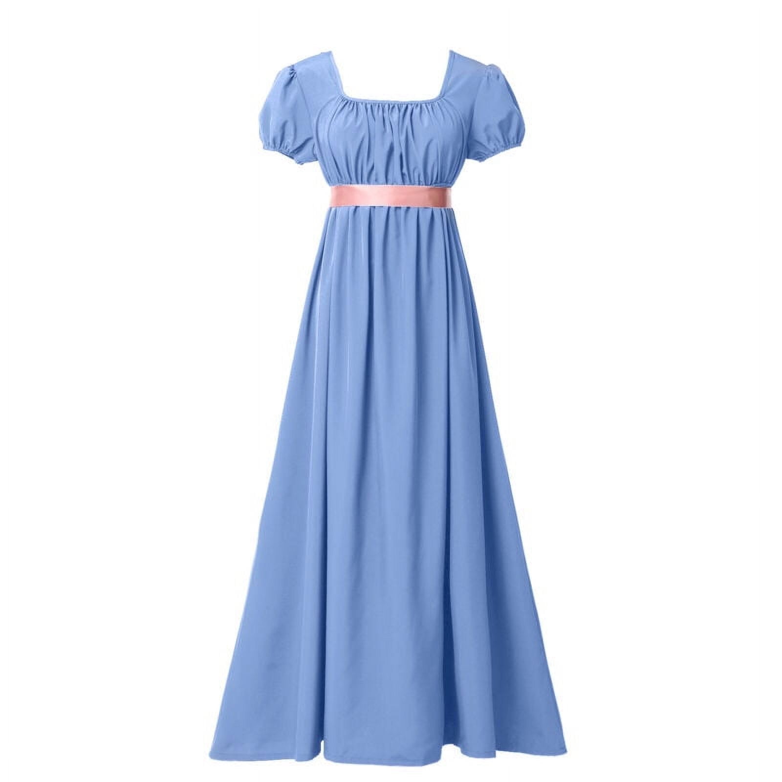 sachin and babi light blue dress Victorian Girls Art Nouveau Floral Print Cotton Empire Waist Regency Style  Dress main image 1