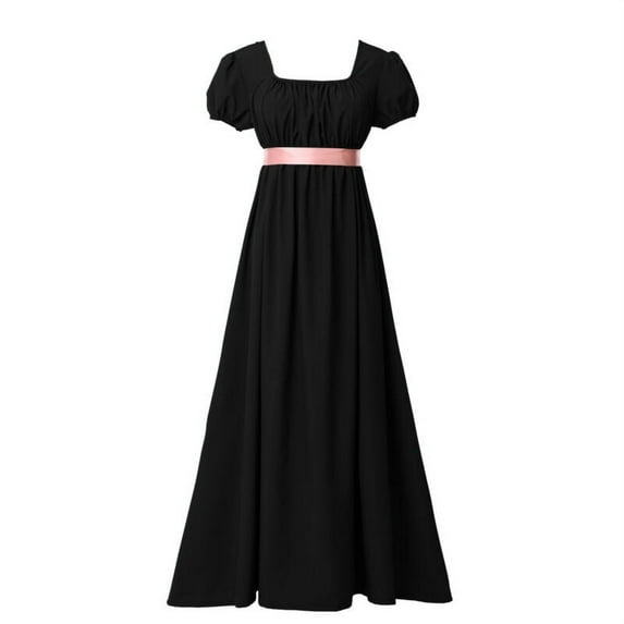 GRACEART 1791's lady Women Vintage Regency High Ball Victorian Dresses for Satin Sash Ruffle Empire Waist Dress Gown