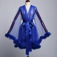 thumbnail image 1 of GRACEART Bridal Robe Sexy Wedding Illusion Nightgown Robe Bathrobe Sleepwear Faux Feather, 1 of 7