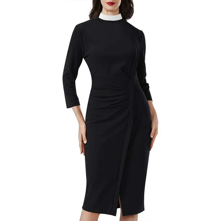 Band Collar Ruched Plain Evening Dress Band Collar Ruched Plain Evening Dress