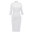 thumbnail image 1 of GRACEART Clergy women's Ruffle Midi Pencil Dress with removable Tab Collar Women Pastor Slim Dress, 1 of 2