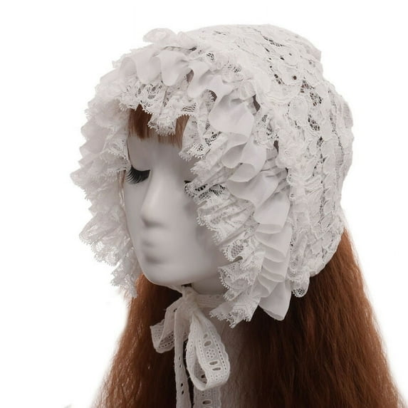 GRACEART Girls Lolita Lace Bonnet Victorian Women Maid Cosplay Lace Hat 2 Colors