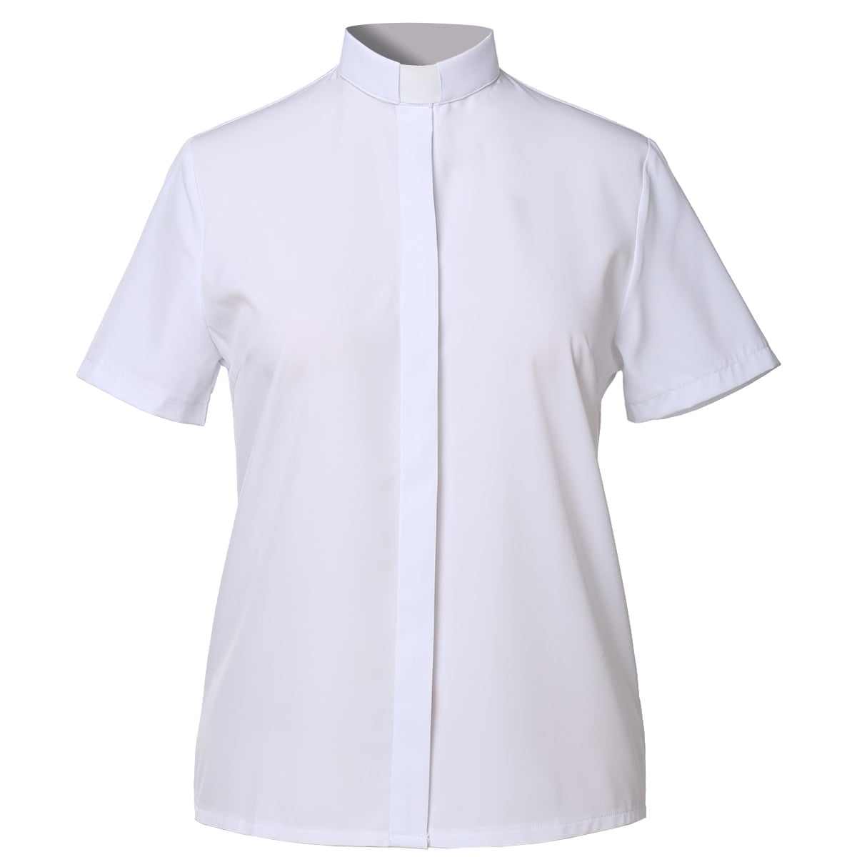 Women's Short Sleeve TAB Collar Clergy Shirt – Polycotton, Pull-On Style (Size 14, Red)