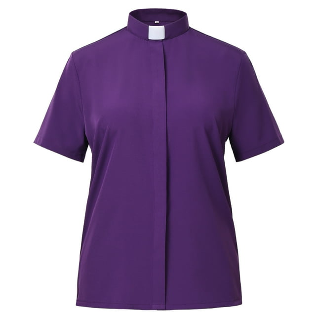GRACEART Ladies Clergy Removable Shirt Tab Collar Women's Clergy Shirt Tab Collar Short Sleeve
