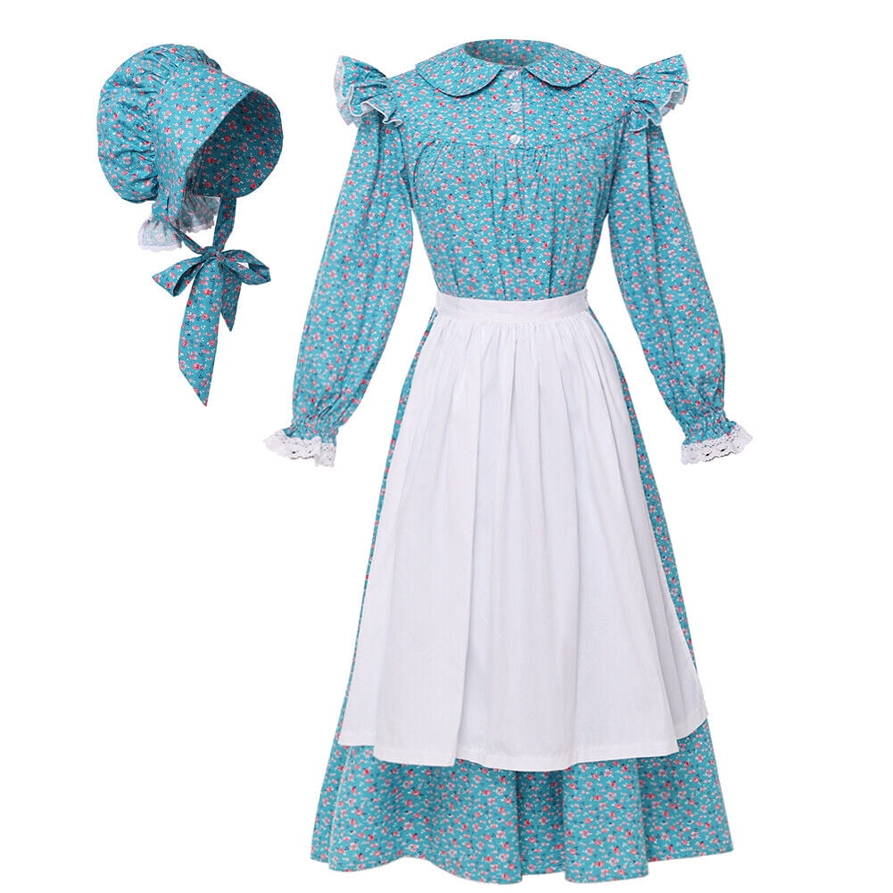 GRACEART Women's Pioneer Woman Costume Colonial Dress 100%  Cotton Blue 18 : Clothing, Shoes & Jewelry