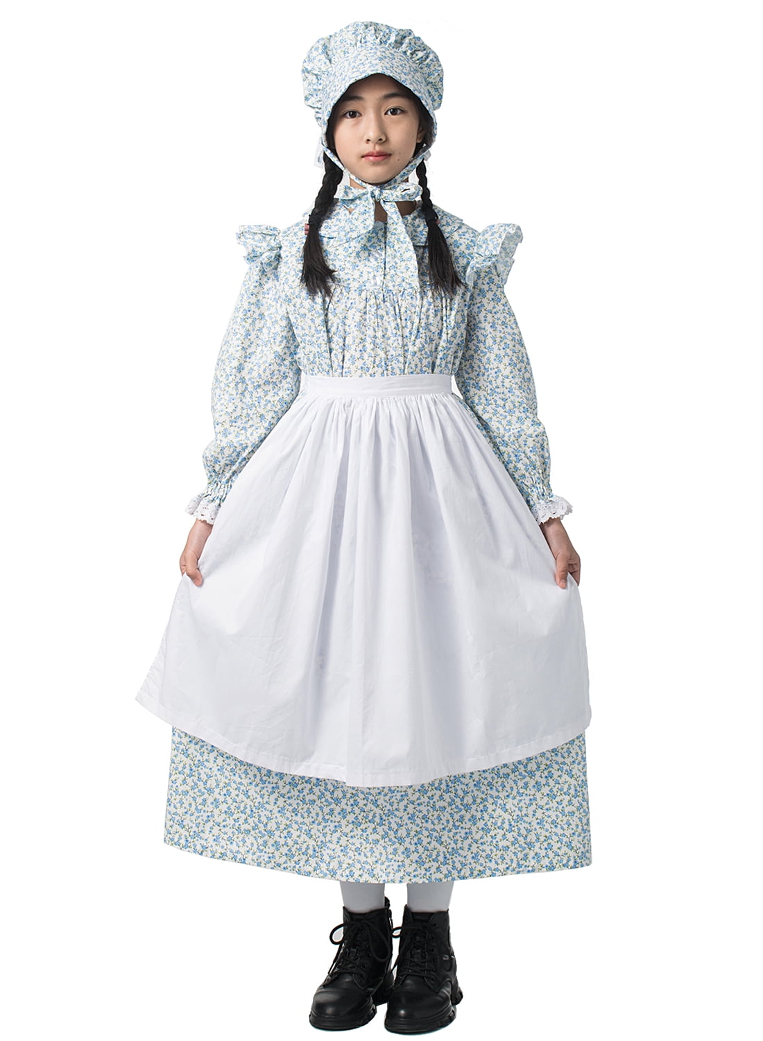GRACEART Pioneer Girl Costume Colonial Prairie Dress Light Blue