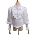 thumbnail image 1 of GRACEART Victorian Women Blouse Ruffle Collar Gothic Punk Lace-Up Shirt for Show Party, 1 of 9