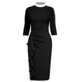 thumbnail image 1 of GRACEART Vintage Women's Retro Ruched Dress Clergy Women Pencil Dress With Stand Collar, 1 of 6
