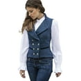 thumbnail image 1 of GRACEART Women 50s Vintage Suit Vest Work Tweed Slim Fit Waistcoat V Neck Double Breasted Sleeveless Blazer Jacket with Pockets, 1 of 8