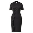 thumbnail image 1 of GRACEART Womens Clergy Dress Priest Ruched Dress Clerical Pencil Dress Pastor Tab Collar, 1 of 8