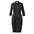 thumbnail image 1 of GRACEART Women Clergy Dress Ruched Dress Priest Clerical Mass Dress Pastor Tab Collar, 1 of 3