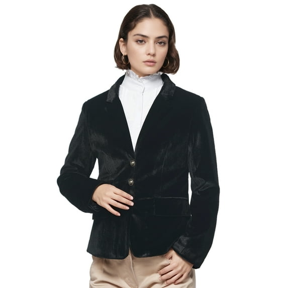GRACEART Women Vintage Velvet Blazer Jacket V-Neck Work Office Suit Slim Fit Slit Blazer Long Sleeves Fashion Jackets