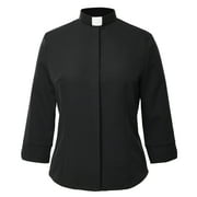 GRACEART Women's Clergy Shirt Tab Collar Long Sleeve Regular Fit Cotton Blended Stretch Blouse