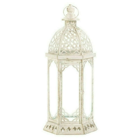 GRACEFUL DISTRESSED SMALL WHITE LANTERN