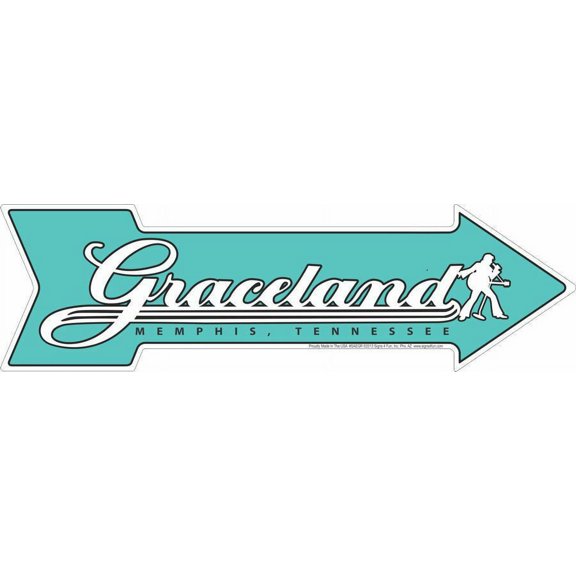GRACELAND ELVIS ARROW 20" X 6" METAL TIN SIGN GARAGE GAME ROOM MUSIC ROOM BAR