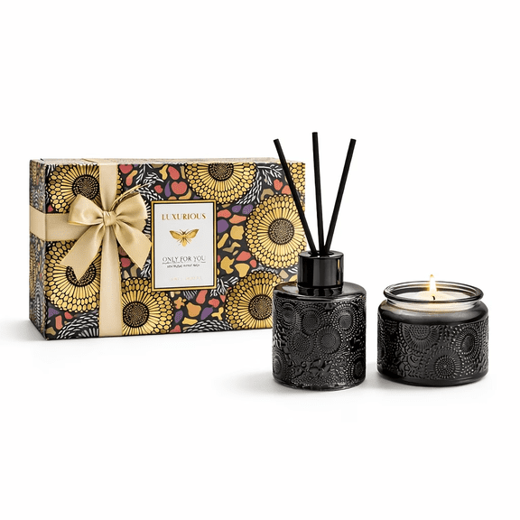 GRACETOP Luxury Grey-Sage Sea Salt Home Fragrance Set Candle & Reed Diffuser, Ideal Mothers Day, Birthday, Valentines & Housewarming Gift