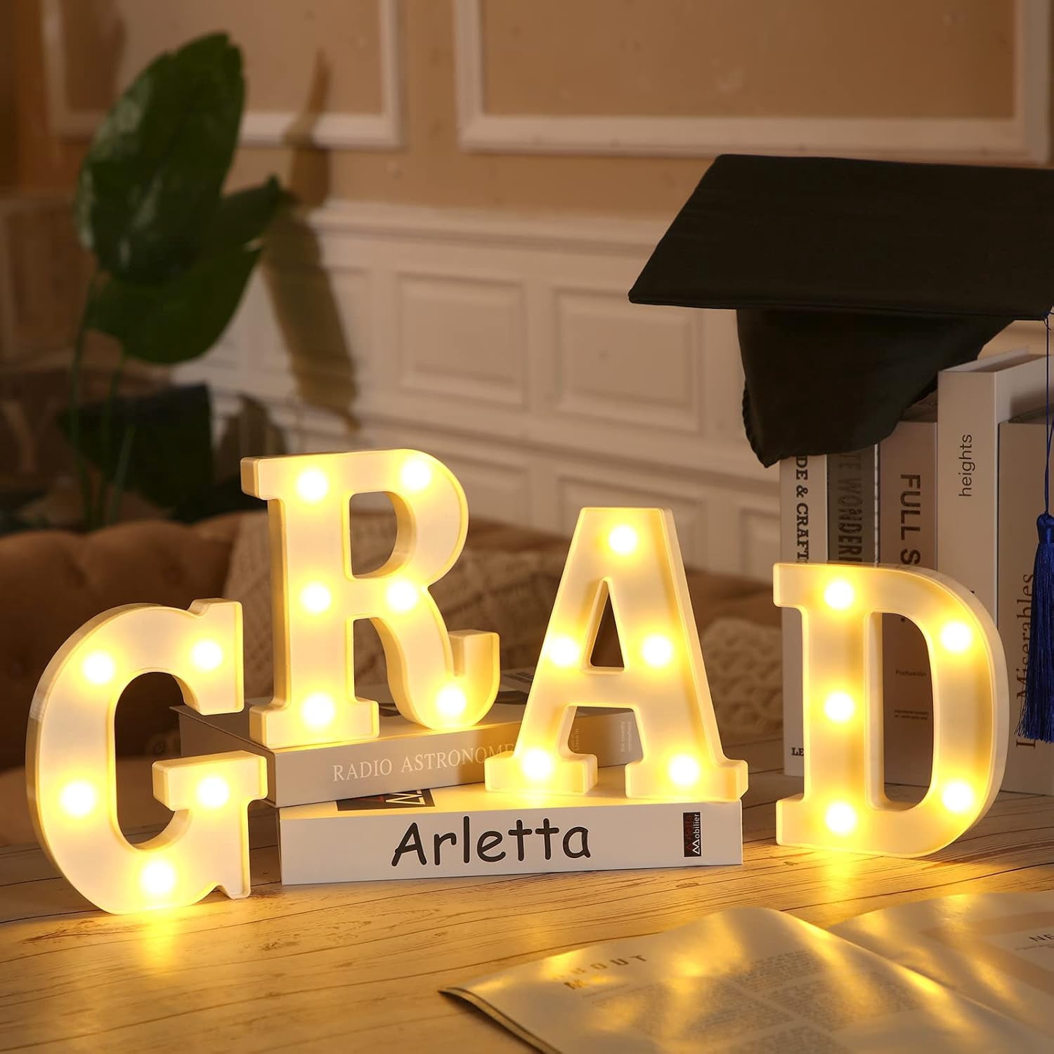 Graduation Marquee Letters GRAD 2026 LED Marquee Light Up Letters Sign, Graduation Table ...