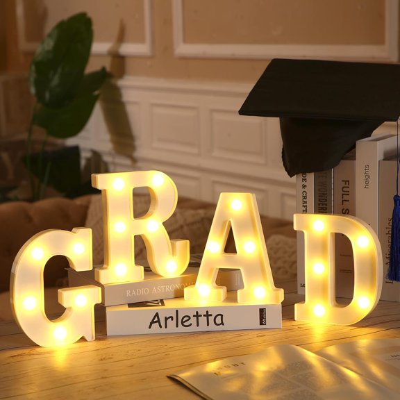 GRAD 2026 LED Marquee Light Up Letters Sign, Graduation Table Decorations for Class of 2026 Party, Kindergarten Preschool High School College Graduation Decor