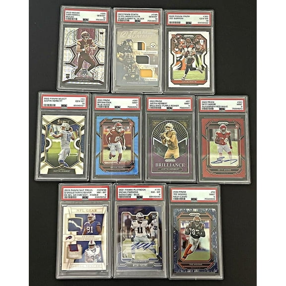 GRADED CARD Guaranteed - NFL Football Hot Pack - 10 Cards - 5 Rookies - 1 Graded Card