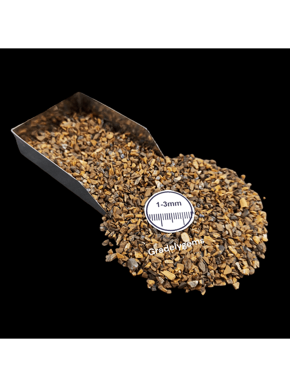 Tiger Eye 1-3mm Gemstone Chips 20g (0.7 oz), Natural Crushed Stone for Resin & Decor