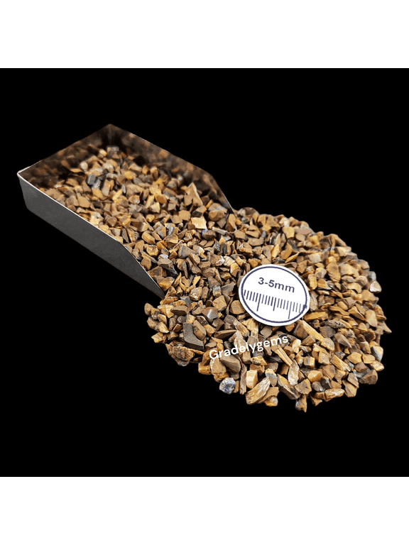 Tiger Eye 3-5 mm Stone Chips, 1000g (35.27 oz), Natural Gemstone Chips for Ring Inlay, Pendants & Resin Art