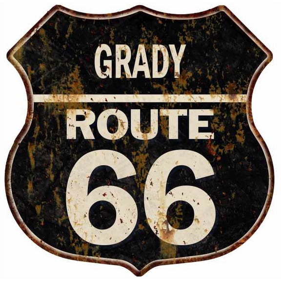 GRADY Route 66 Sign Shield Metal Gift Man Cave Gift 211110004171